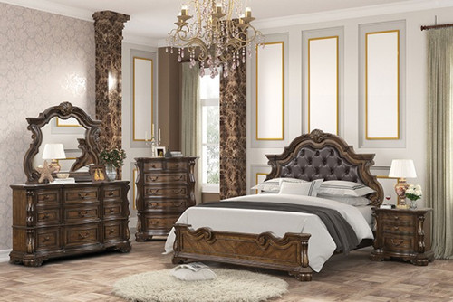 Leovanni Queen Uph Bed, Dark Brown (FM70003DB-Q-F-BED)