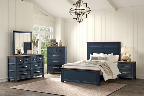 Pinetop Twin Bed, Blue/Dark Brown (FM7171BL-T-BED)