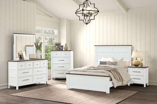 Pinetop Twin Bed, White/Dark Brown (FM7171WH-T-BED)