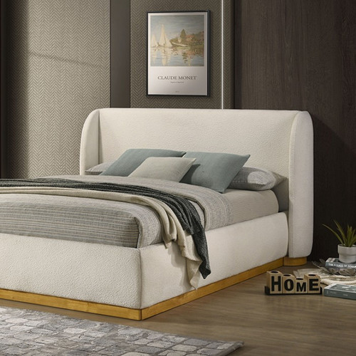 Whitman E.King Bed, White/Natural Oak (FM72004WH-EK-BED)