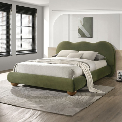 Finamore E.King Bed, Olive Green Velvet (FM72005GR-EK-BED)