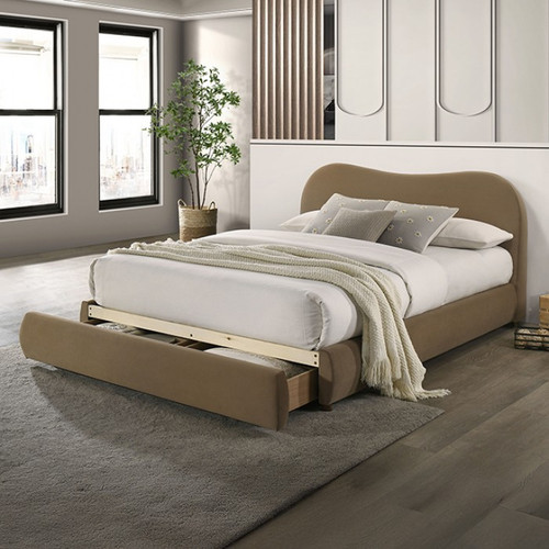 Grimsby E. King Bed, Brown Velvet (FM72019BR-EK-BED)