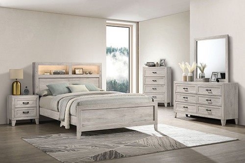 Mysen Queen Bed, White Wash (FM7202WH-Q-BED)