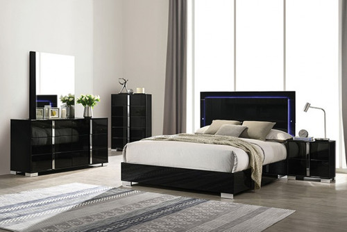 Sinistra Queen Bed, Piano Black (FM7211BK-Q-BED)