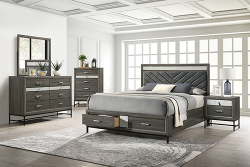 Voleta Full Bed, Gray (FM7212GY-F-BED)
