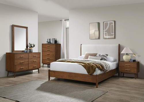 Thusis Queen Bed, Walnut/Beige (FM7221WN-Q-BED)
