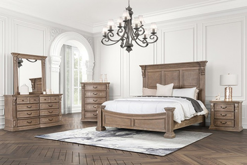 Sevenoaks E.King Bed, Weathered Oak (FM7418AK-EK-BED)