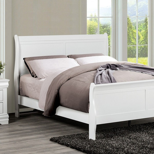 Louis Philippe Queen Bed, White (FM7866WH-Q-BED)