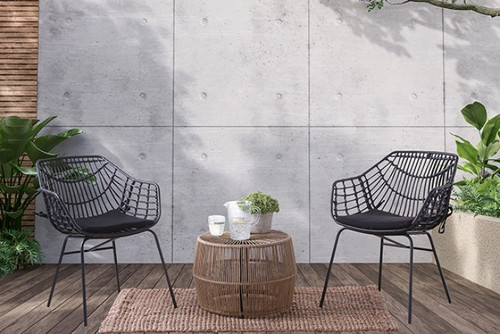 Zuberi 2 Pc. Patio Conversation Set, Black (FM80003NT-3PC-02BB)