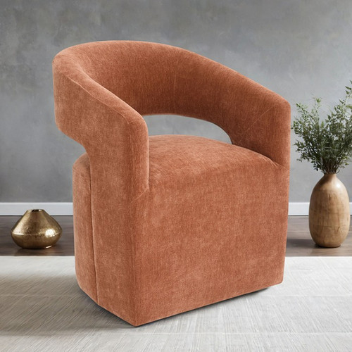 Tresa Dining Arm Chair W/ Casters, Rustic Orange (FM-AC3002OR)