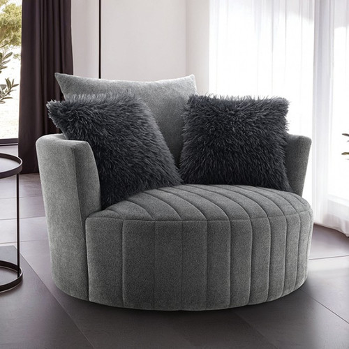 Hoople Swivel Chair, Channeled, Dark Gray (FM-AC6001DG-SW)