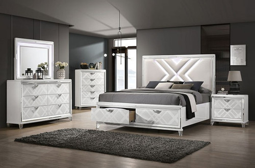 Emmeline 4 Pc. Queen Bedroom Set w/ 2NS (FOA7147WH-Q-5PC-2NS)