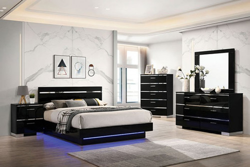 Erlach 4 Pc. Queen Bedroom Set w/ 2NS (FOA7189BK-Q-5PC-2NS)