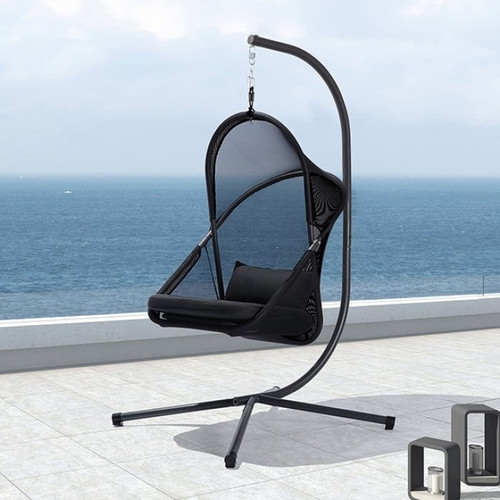 Crush Swing Chair w/ Stand, Black (GM-1011BK-SET)