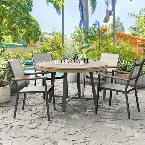 Lyon 4 Pc. Game Table Set w/ 4 Stacking Chairs (GM-2018-5PC-05)