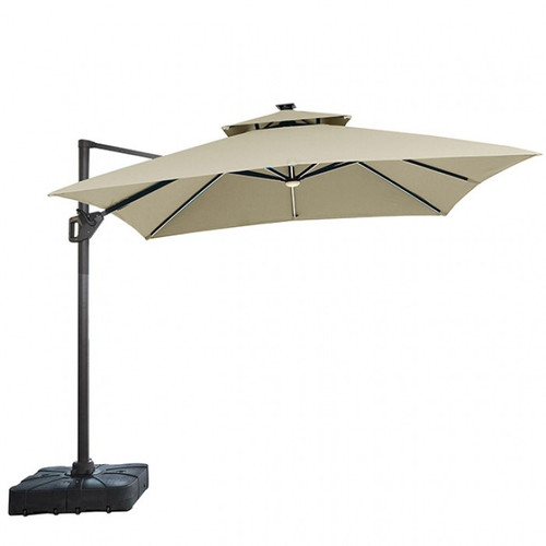Aurora 10' SQ Umbrella, Double Top, LED Bulb + Control, Tan (LA-A015BG)