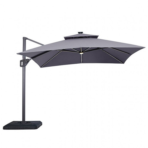 Aurora 10' SQ Umbrella, Double Top, LED Bulb + Control, Gray (LA-A015GY)