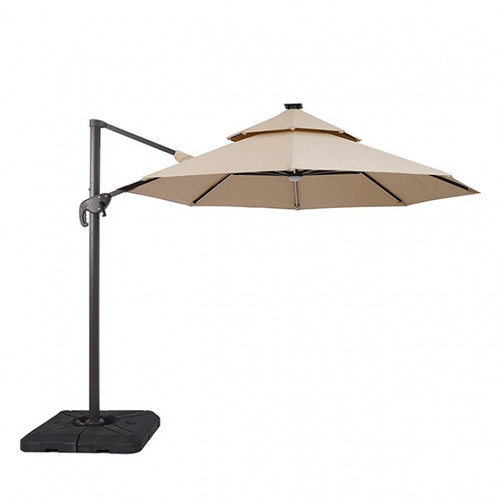 Fera 10' Round Umbrella, LED Bulb, Tan (LA-A032BG)
