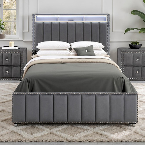 Farese Queen Bed, Dark Gray (SL7001DG-Q-BED)