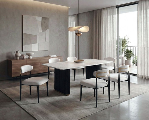 Minden 7 Pc. Dining Table Set (FM37020BK-T-7PC-18BK)