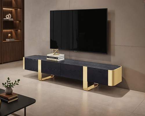 Larvik TV Stand Black w/ Gold Frame (FM-AC8028GD-TV)