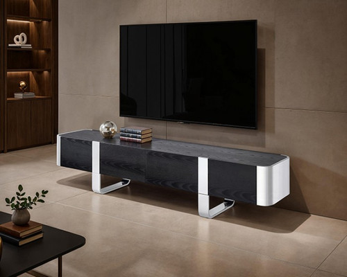Larvik TV Stand Black w/ Silver Frame (FM-AC8028SV-TV)