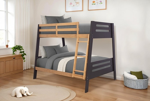 Kallen Twin/Full Bunk Bed W/ 6" Mattresses, Mauve/Oak (FM-BK206A-TF-BED+M6)