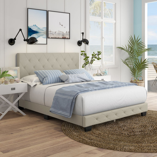 QN CHLOE PLATFORM BED EGG SHELL