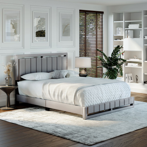 Beaumont Platform Bed 14 Slat (Senata in PU)Qn Gray