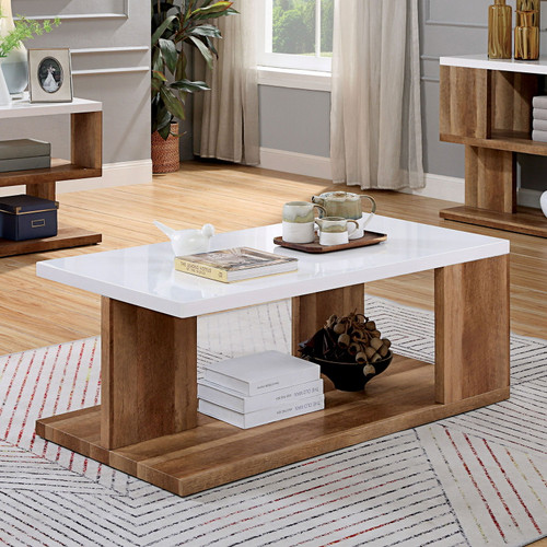 Majken - Coffee Table - White / Natural Tone (FOA4496C)