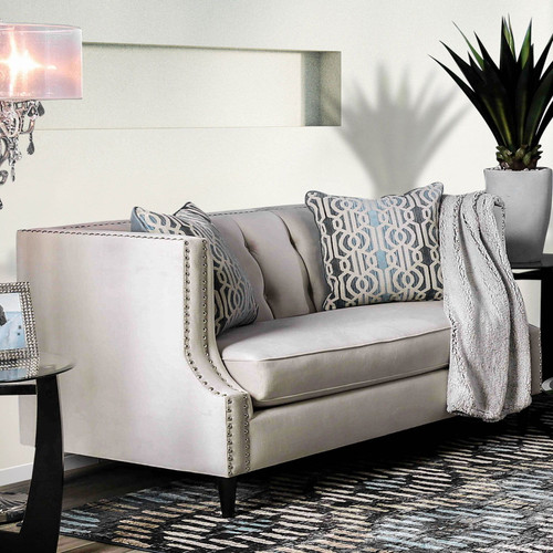 Tegan - Loveseat - Beige / Light Blue (SM2217-LV)