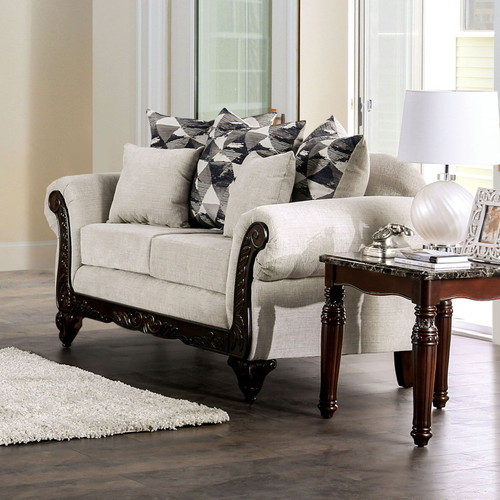 Cassani - Loveseat - Light Gray / Walnut (SM7756-LV)