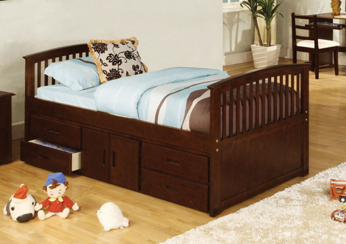 Caballero - Captain Twin Bed With 4 Drawers & Storage - Dark Walnut (CM7032-524-BED)