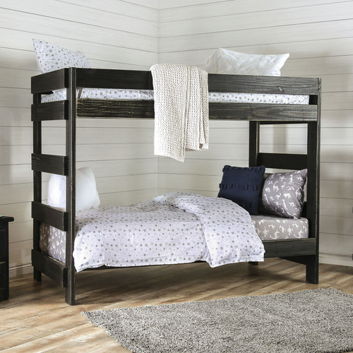 Arlette - Bunk Bed With 2 Slat Kits - Black (AM-BK100BK-BED-SLAT)