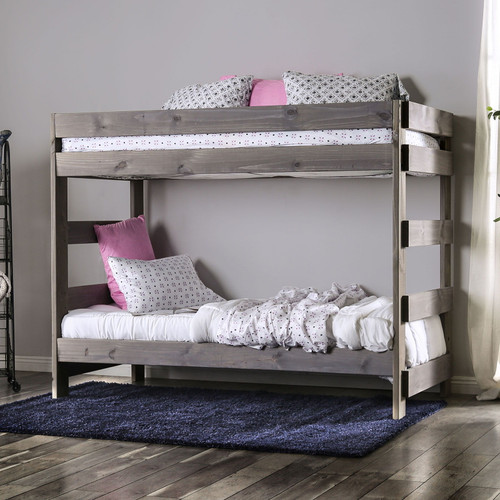 Arlette - Bunk Bed With 2 Slat Kits - Gray (AM-BK100GY-BED-SLAT)