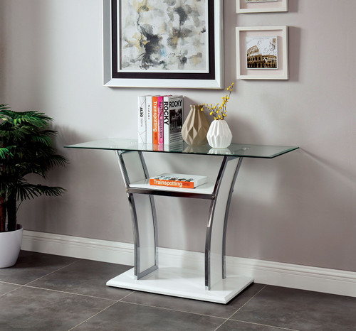 Staten - Sofa Table - Glossy White (CM4372WH-S-PK)