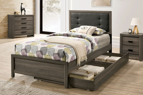 Roanne - Twin Bed - Gray / Charcoal (FOA7927T-BED)