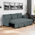 Denholme Sofa w/ Pull Out, Dark Gray (SL64002DG-SF-PK)