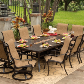 white iron patio table and chairs