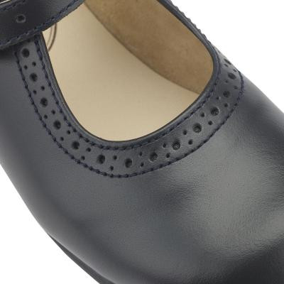Clare, Navy leather girls buckle traditional school shoes