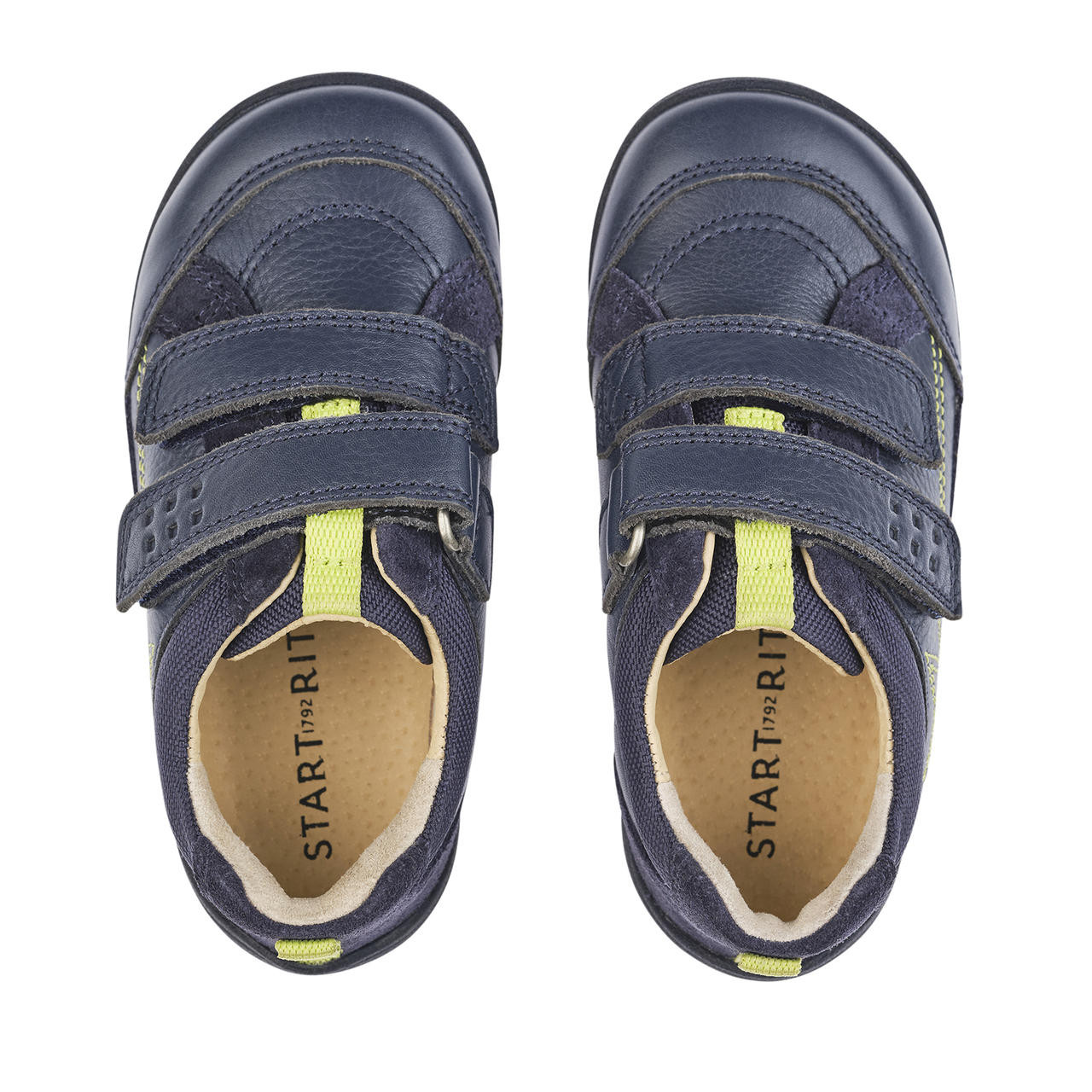 Zigzag, Navy blue leather boys rip-tape first walking shoes