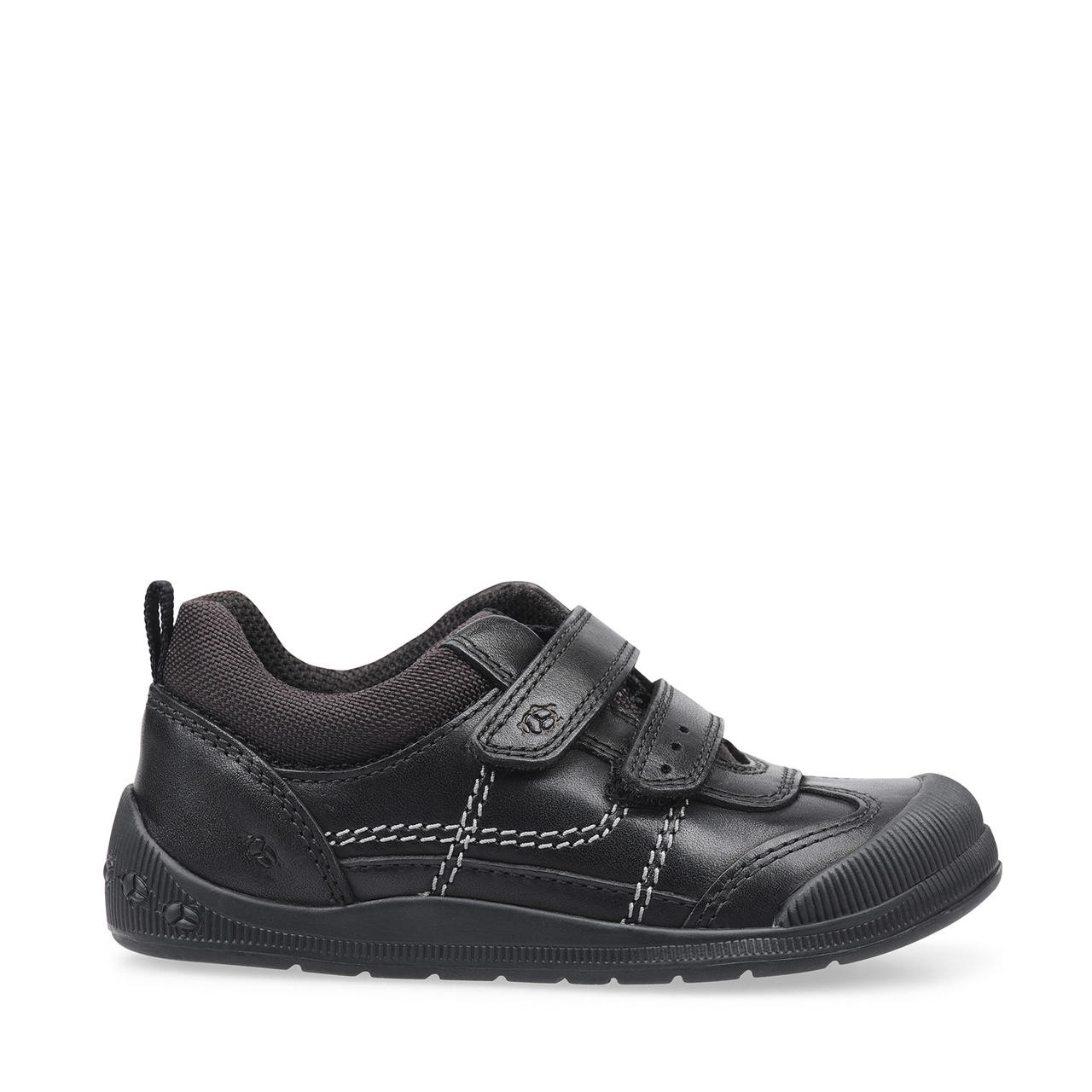 Tickle, Black leather boys rip-tape first school shoes