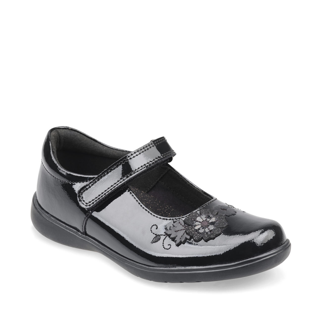Wish, Black patent girls riptape school shoes