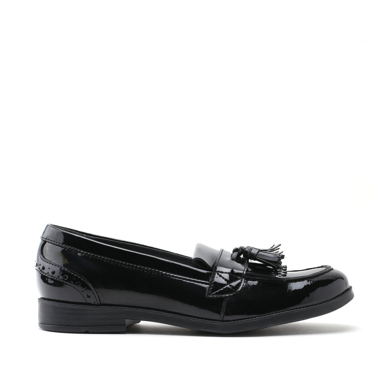 Sketch, Black patent girls slipon school shoes