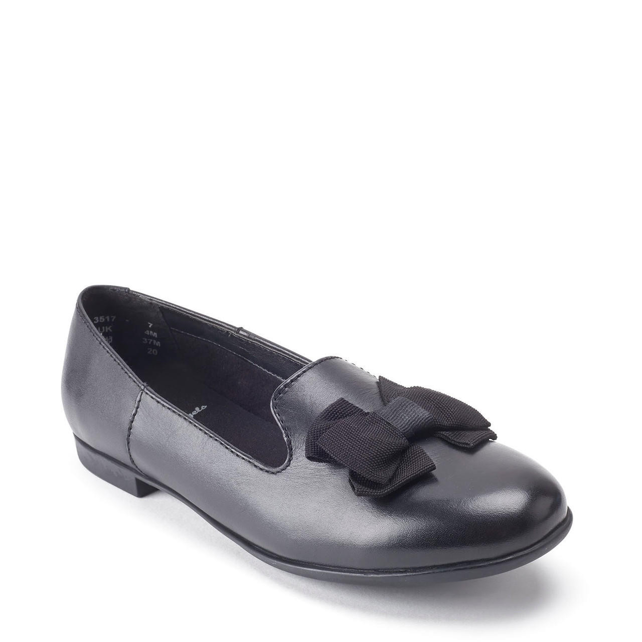 Inspire, Black leather girls slip on school shoes