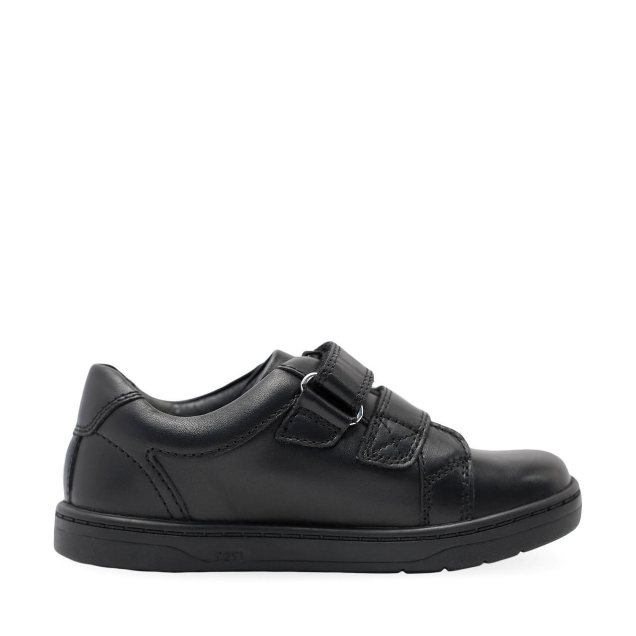 Explore, Black leather boys rip-tape first school shoes
