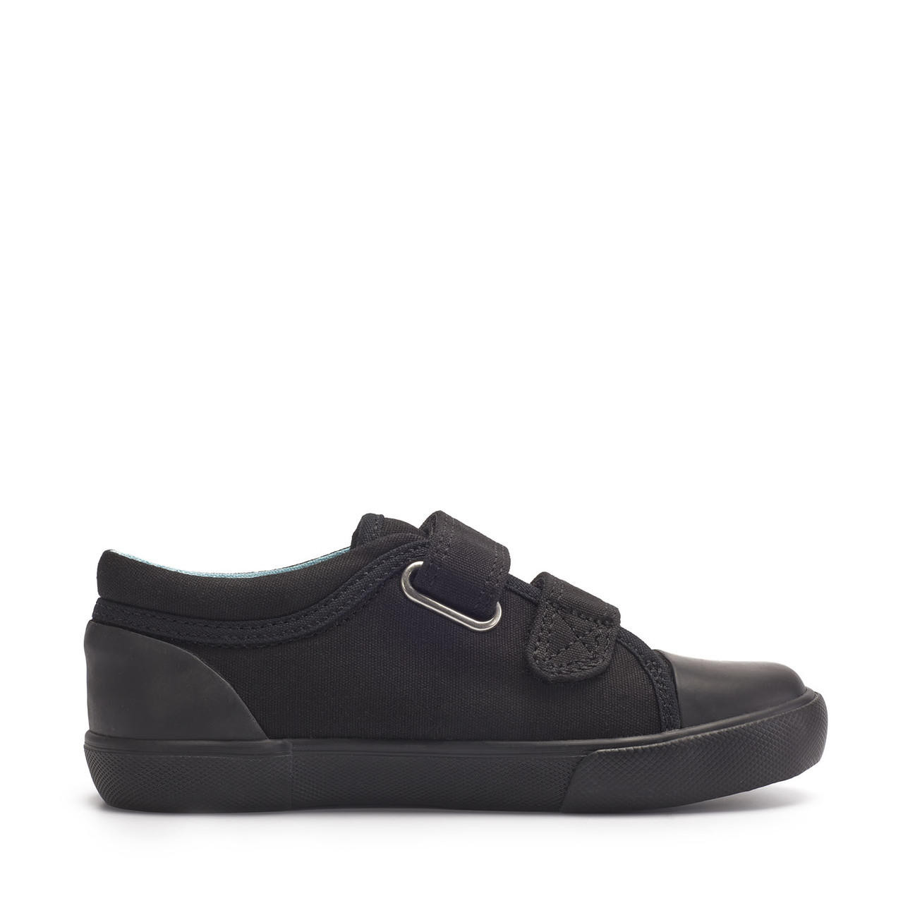 Jumping, Black canvas school plimsoll