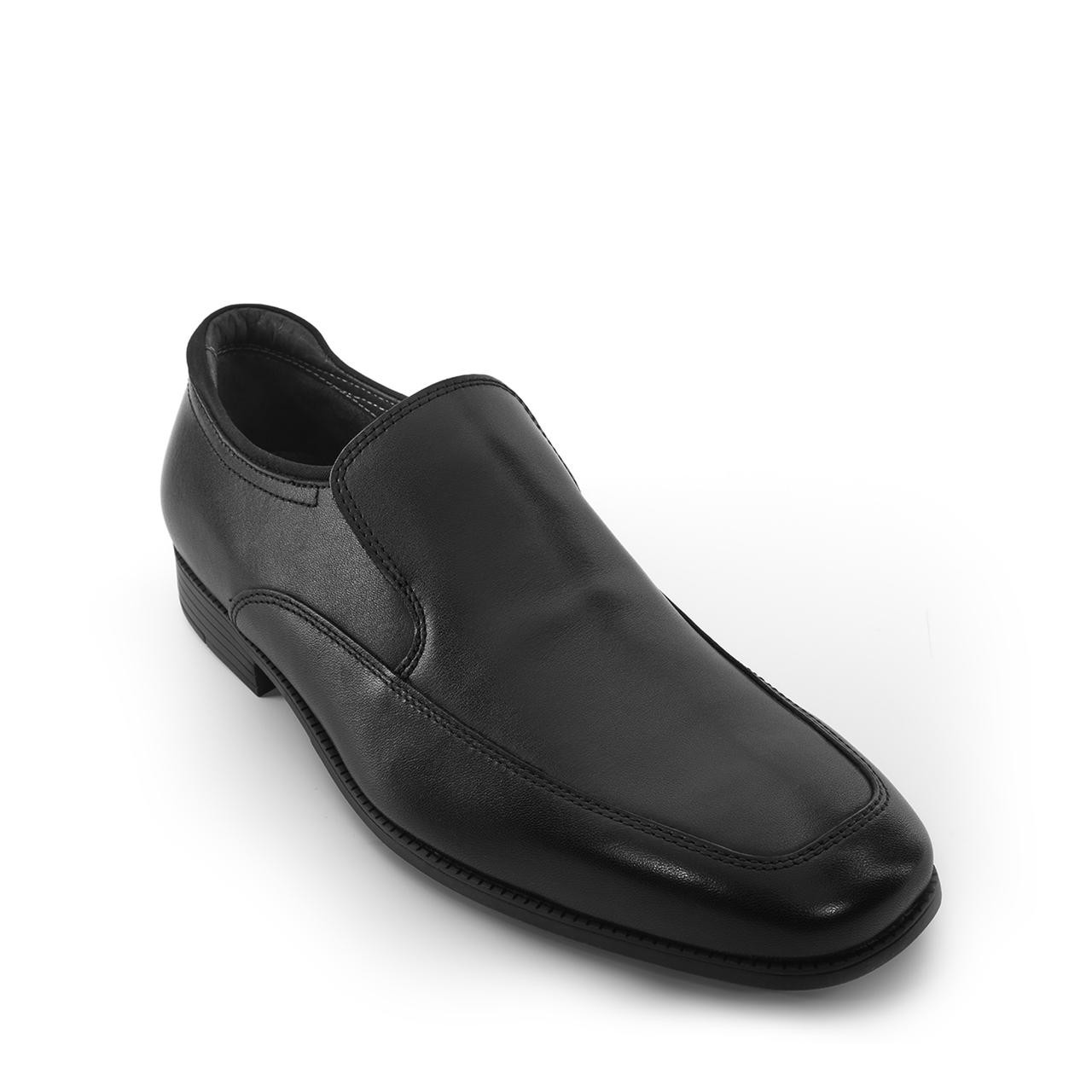 College, Black leather boys slip-on school shoes