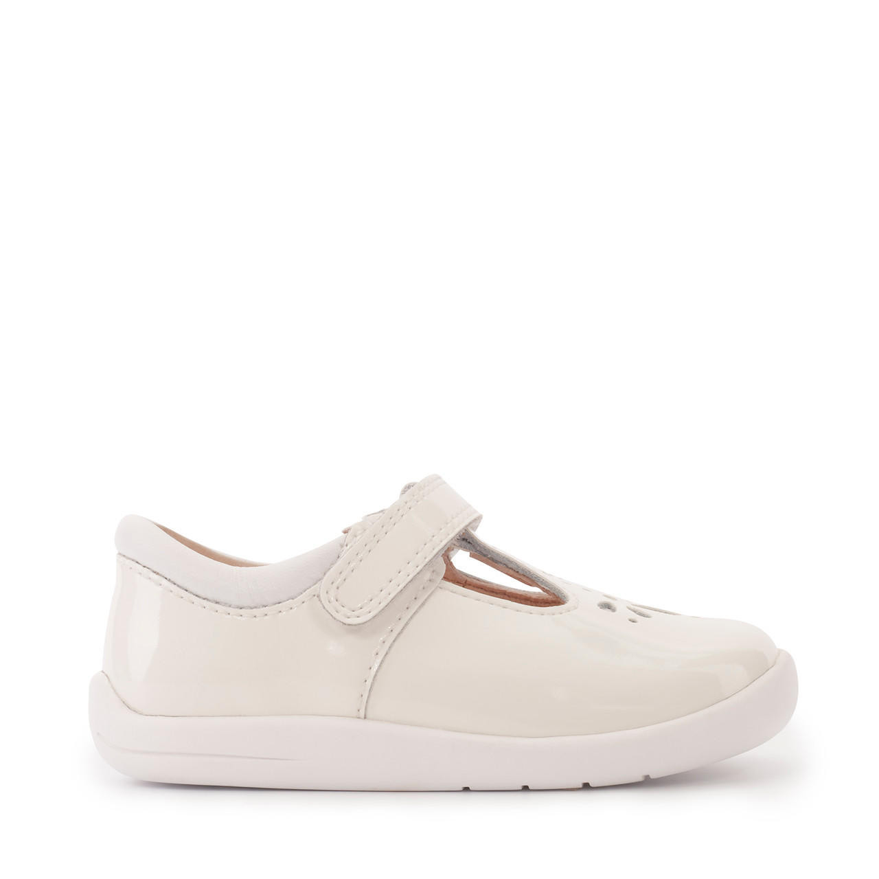 Girls White Patent T-Bar Shoe main image 1