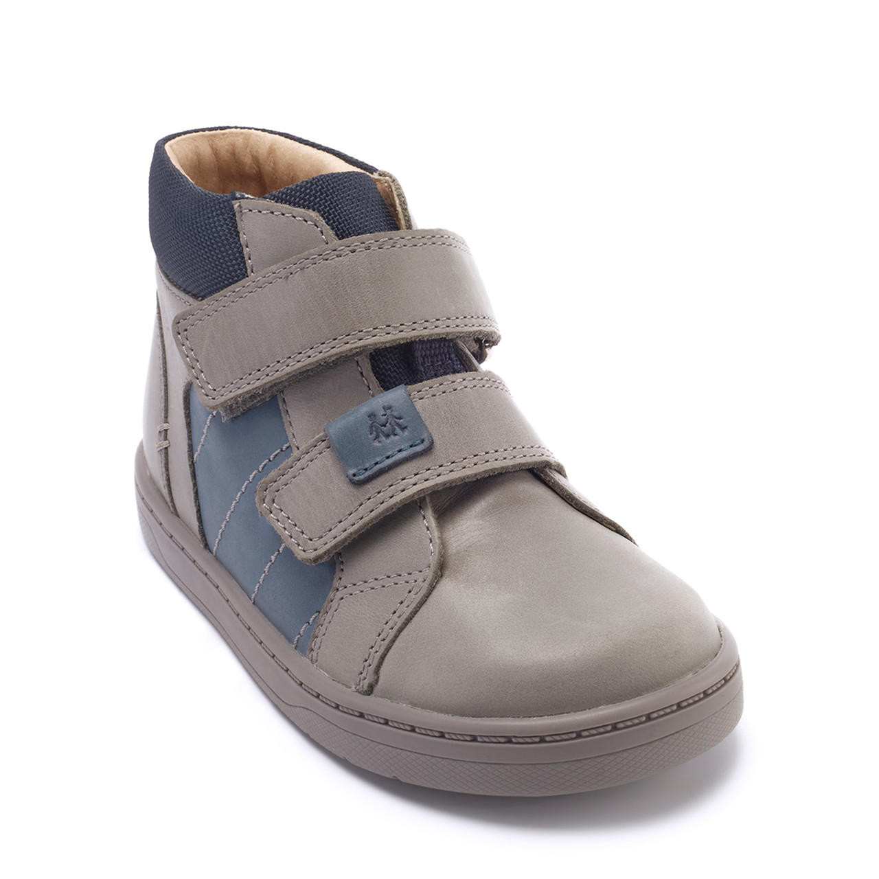 Discover, Grey leather rip-tape pre-school ankle boot shoes